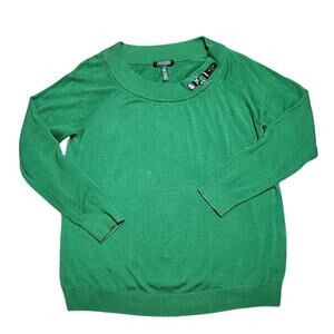 Lauren Ralph Lauren Long Sleeve Pull Over Cotton Sweater Collar Buckle 1X Green
